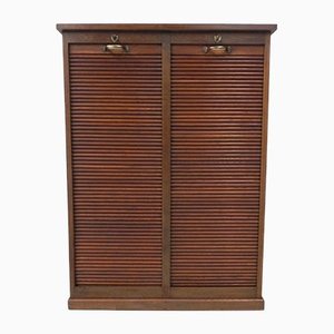 Oak Roller Shutter Cabinet with 2 Shutters and 16 Drawers