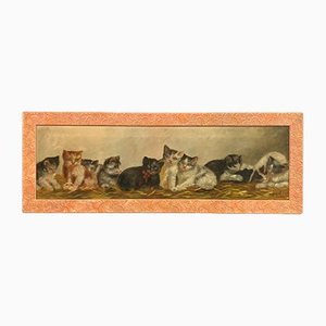Französische Kätzchen Fresko, 20. Jh., Öl auf Leinwand, Gerahmt
