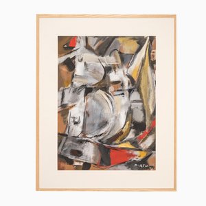 Peinture Cubiste, Aquarelle sur Papier, 82 X 103cm