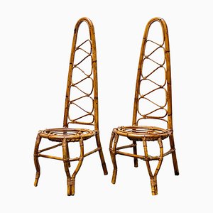 Französische Riviera Stühle aus Rattan & Bambus, 1960er, 2er Set
