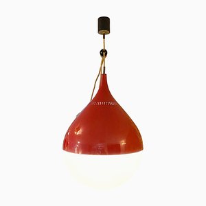 Ball Pendant Lamp in Opal Glass from Stilnovo, Italy 1950s