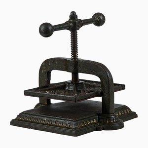 Liberty Era Cast Iron Press with Engraved Green and Gold Decorations