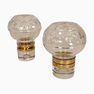 Bougeoirs Scandinaves en Cristal Transparent de Orrefors, Suède, Set de 2