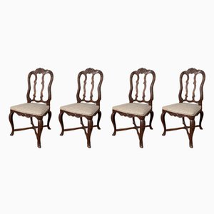 French Provincial Carved Oak Dining Chairs, 1860, Set of 4