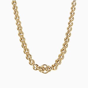Französische Interlaced Links 18 Karat Gelbgold Halskette, 1950er