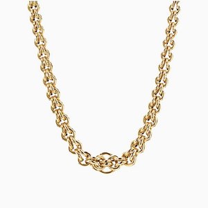 French Interlaced Links 18 Karat Yellow Gold Necklace, 1950s