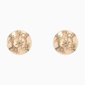 Aretes franceses en forma de cúpula de oro amarillo de 18 kt con diamantes, años 50