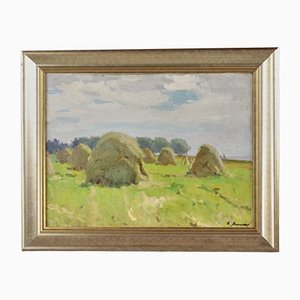 Raimonds Auniņš, Haystacks, 20. Jh., Öl auf Leinwand