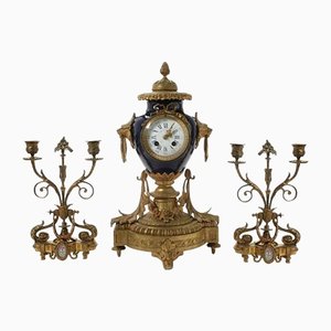 Louis XV Mantel Clock Fireplace Set, Set of 3