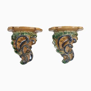 Majolica Console Tables, 1890s, Set of 2