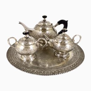 Silver Arabic Style Tea Service Set - 4 Pieces
