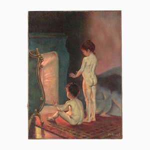 Novikov, Children by the Fireplace Painting