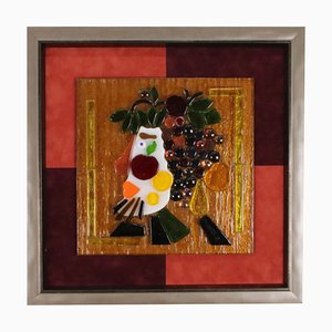 Anatoly Grishchenko, Herbst, 20. Jh., Farbiges Glas auf Schachbrett, gerahmt