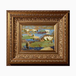 D.A. Lishchenko, Water Lilies, 20th-Century, Oil on Paper, Framed