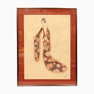 Erte, Stage Costumes Series, Mixed Media, Framed