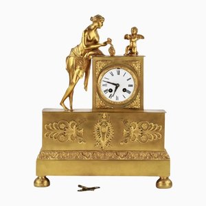 Vintage Empire Brass Mantel Clock
