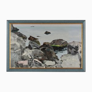 Vitaly Anatolyevich Polyakov, Crimea, Rocky Shore, Oil on Cardboard, Framed