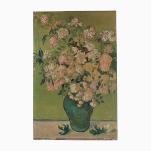 After Van Gogh, Pink Roses in a Vase, Litografía