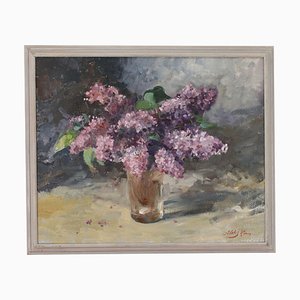A. Neberekutin, Bouquet lilla, olio su tela