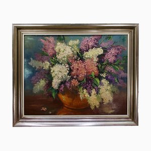 Lilac Bouquet, Oil on Canvas, Framed