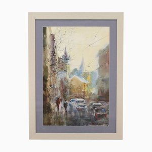 A. Neberekutin, Riga, Aquarelle sur Papier, Encadrée