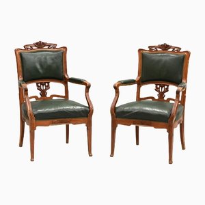 Set of Art Nouveau Leather Armchairs