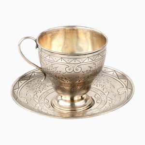 Taza de café de plata, Rusia, 1864. Juego de 2