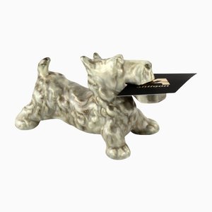 Faience Scotch Terrier Figurine from Factory Kuznetsov, Russia