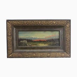 Krachkovsky, Sunset Landscape, Oil on Canvas, Framed