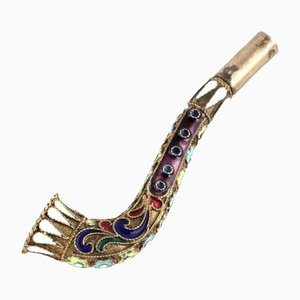 Cloisonne Enamel Silver Mouthpiece, Russia, 1920s.