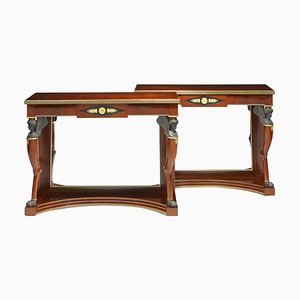 Neoclassical Mahogany Consoles, Set of 2