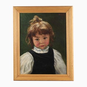 Marie (Mizzi) Wunsch, Portrait of a Girl, 19th-century, Oil on Canvas, Framed
