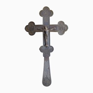 Croce da altare antica in argento, Russia, fine XIX secolo