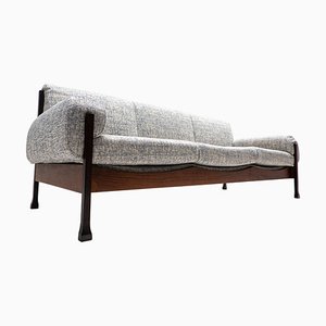 Italienisches Mid-Century Modern Sofa aus Holz und Stoff, 1960er