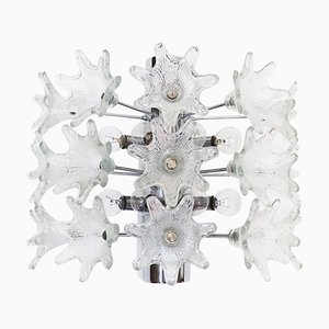Large Italian Murano Flowers & Chrome Sputnik Wall Sconce by Venini for VeArt, 1960s