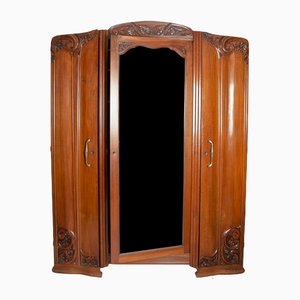 Art Nouveau Wardrobe with Faceted Glass Nancy, 1900s