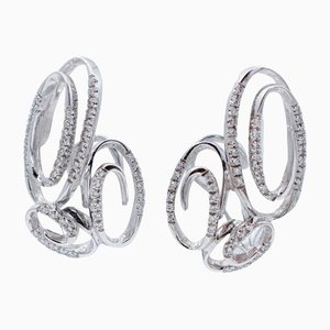 Diamonds, 18 Karat White Gold Pinwheel Shape Stud Earrings