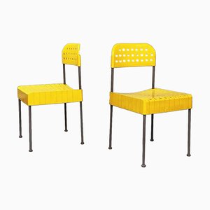 Gelbe italienische Mid-Century Stühle von Enzo Mari für Castelli, 1970er, 2er Set