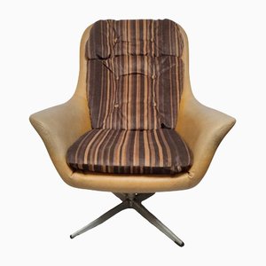 Mid-Century Swivel Chair in Vinyl and Velvet