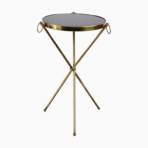 Mid-Century Round Italian Brass and Glass Side Table with Tripod Structure, 1950s