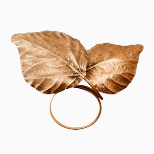 Brass Lamp with Two Leaves by Tommaso Barbi
