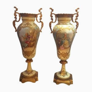 Vases de Sèvres en Porcelaine Peinte à la Main, France, Set de 2