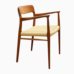 Silla modelo 56 danesa Mid-Century de teca con trenzado de Niels O. Møller para Jl Moller, años 50