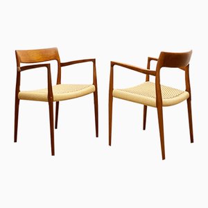 Mid-Century Danish Teak Model 57 Chairs by Niels O. Møller for J.l Møllers Møbelfabrik, 1950s, Set of 2