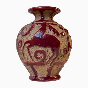 Italian Ceramic Sgraffito Vase, 1970s