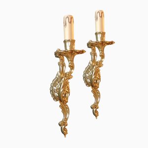 Bronze Wall Lights in the Style of Louis XV, Set of 2