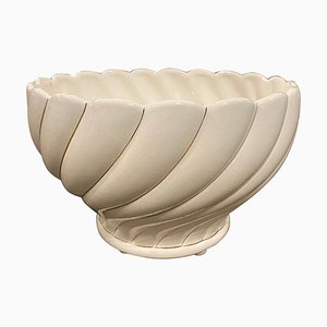 Mid-Century Modern White and Gold Porcelain Bowl by Tommaso Barbi, 1970s