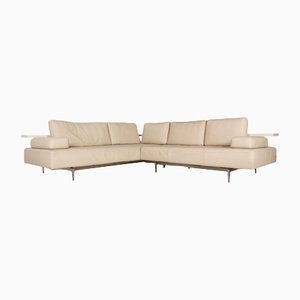 Dono Leather Corner Sofa in Cream by Rolf Benz