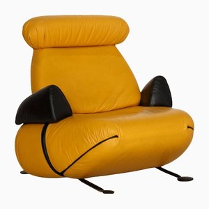 Yellow Leather WK 694 Armchair with Relax Function from WK Wohnen