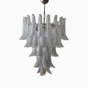 Large White Murano Chandelier in the Style of Mazzega